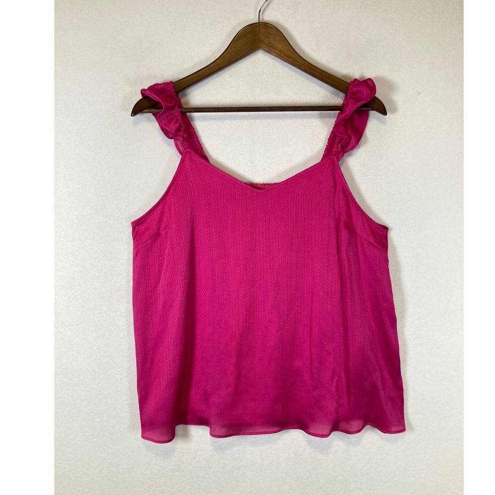 Barbiecore LC Lauren Conrad Women Large Fuchsia Pink Ruffle Strap Camisole Top
